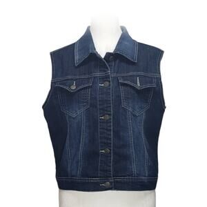 Rue21 Denim Vest Juniors L Blue Stretch Short Length Y2K Revival